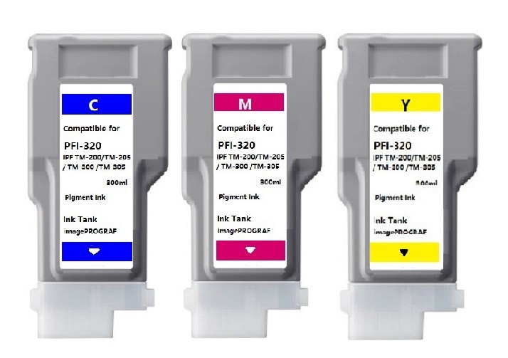 3 PK PFI320 CMY Color Ink Tank Canon PROGRAF TM-200 TM-205 TM-300 TM-305