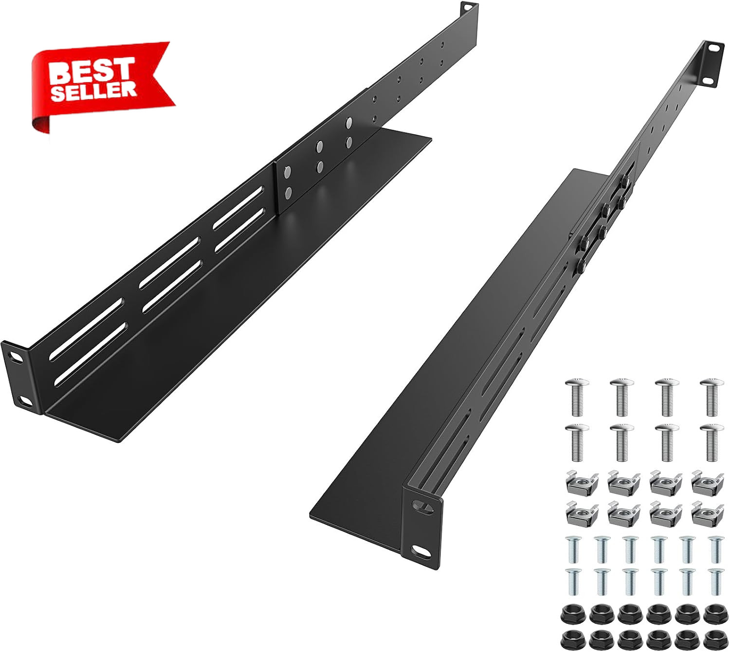 1U Universal Rack Mount Rails 4-Post Server Rack Shelf Rail Kit