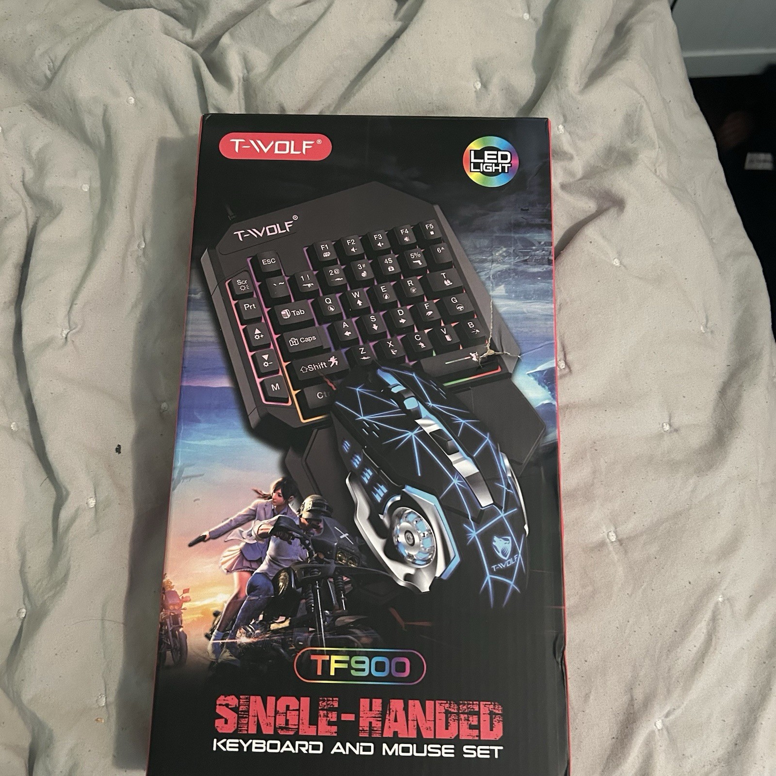 T-WOLF TF900 Gaming Single-Hand Keyboard & Mouse Set Wired USB Illuminated Black