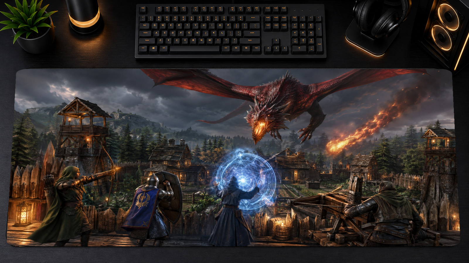 RuneScape Dragonwilds XXL Gaming Mouse Pad Ashenfall Dragon Desk Mat