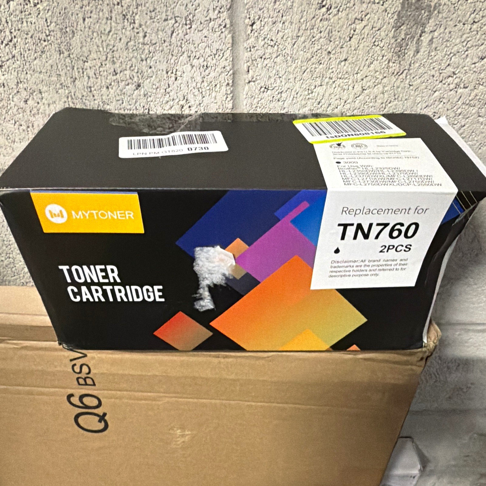 Mytoner TN760 Compatible Toner Cartridge 2 Pack Black Laser for Brother