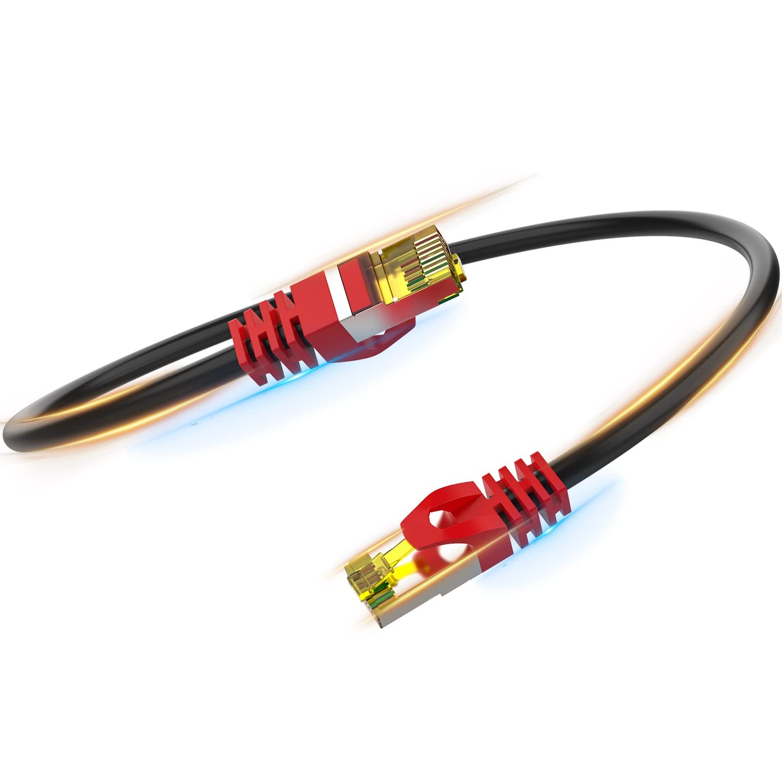 Boahcken Cat 8 Ethernet Cable 1.5 ft,1.5ft 6ft 10ft 20ft CAT8-1.5FT, Black