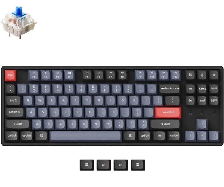 Keychron K8 Pro Wireless Mechanical Keyboard Aluminum , Blue Switch) - Black