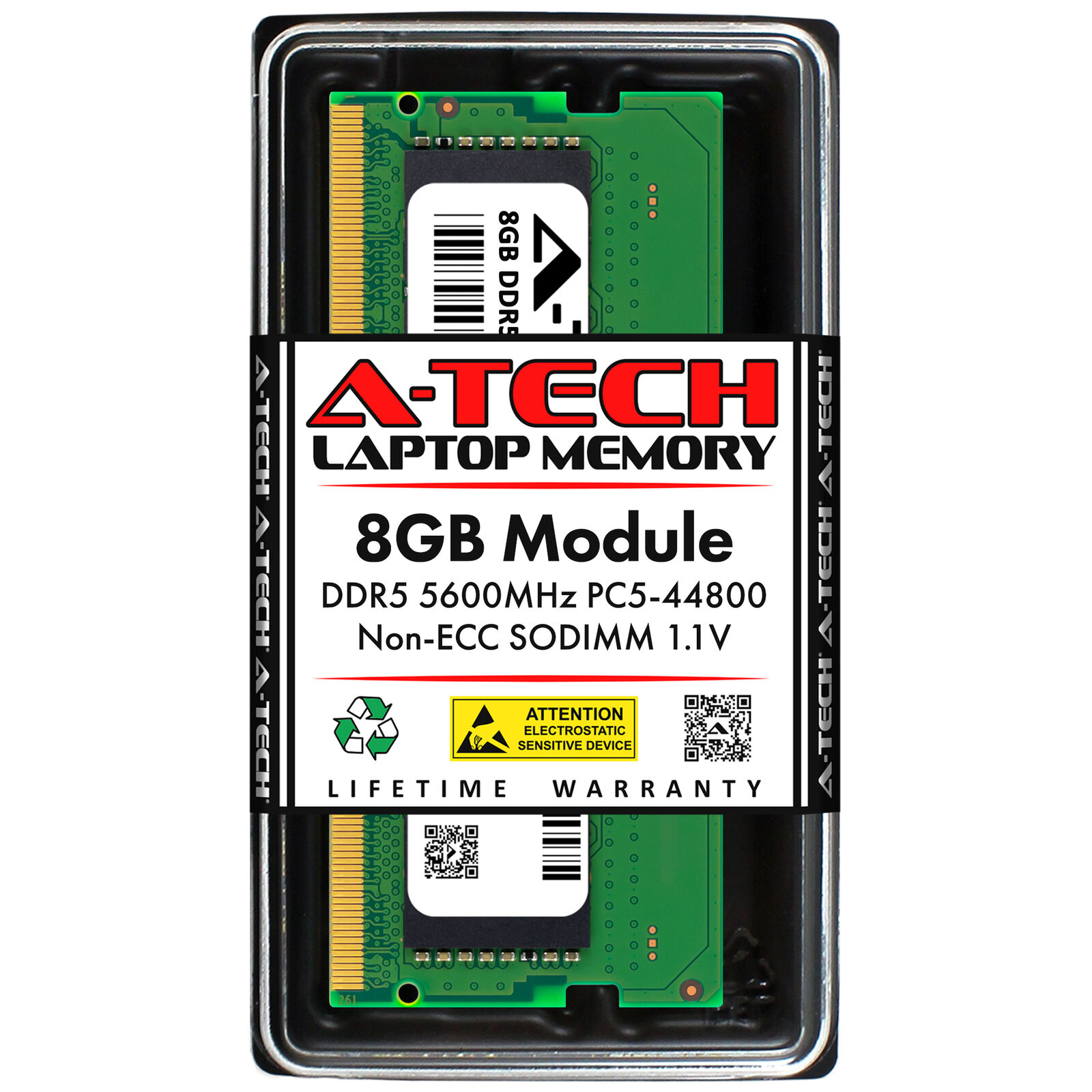 A-Tech 8GB DDR5 5600 MHz Laptop SODIMM PC5-44800 262-Pin Notebook Memory RAM 8G
