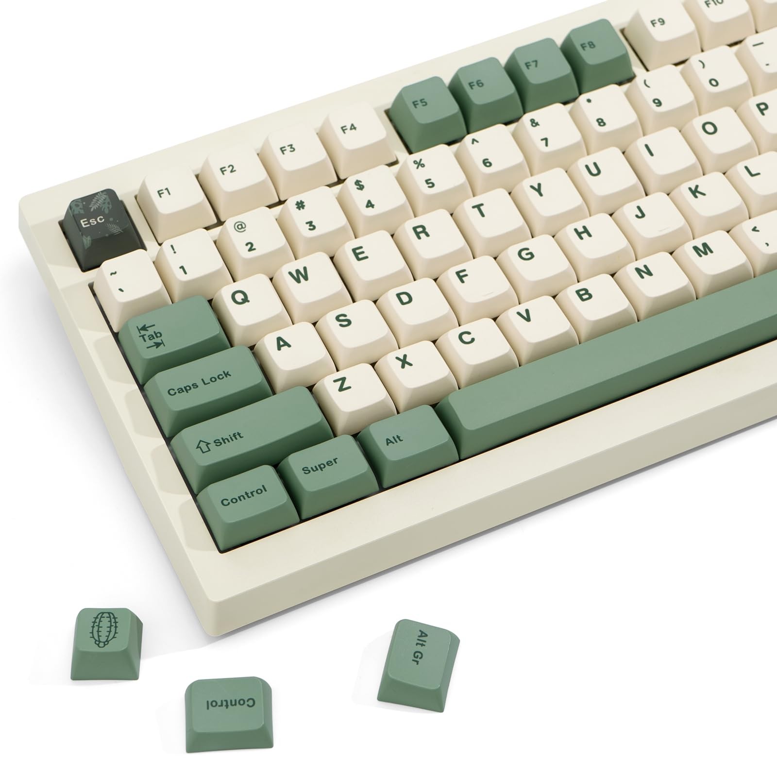 Green PBT Keycap MDA Profile ANSI Layout Mechanical Gaming Keyboard Set 1 PC