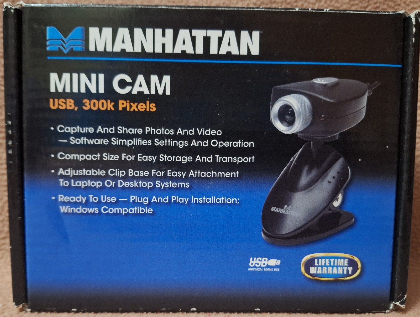 Manhattan MINI CAM USB, 300K Pixels Plug and Play Camera,  Manual & Software