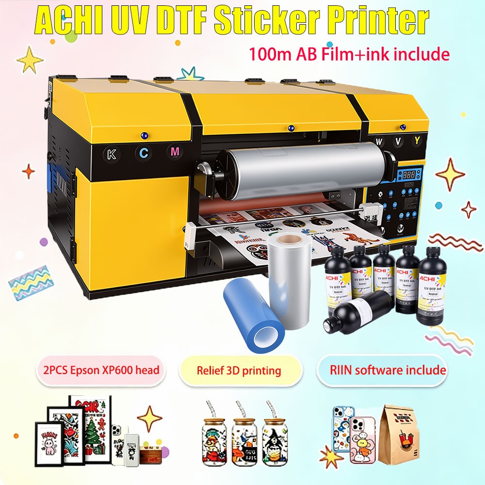 A3 UV DTF Printer Sticker Printing XP600 Head Varnish Transfer Printing AB Film