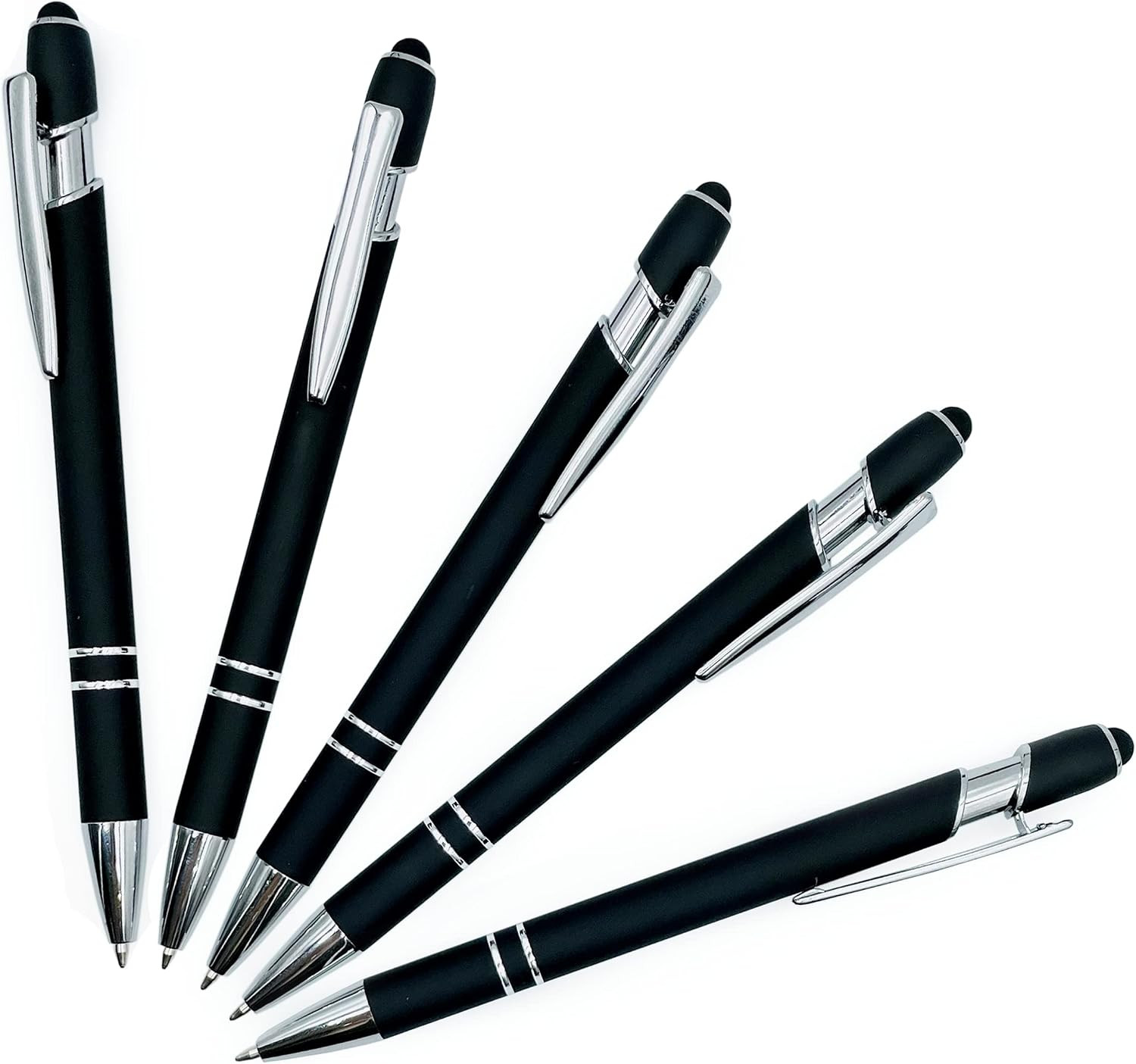 Pack of 5 Rubberized Comfort Soft Touch 2 in 1 Ballpoint Pen Capacitive