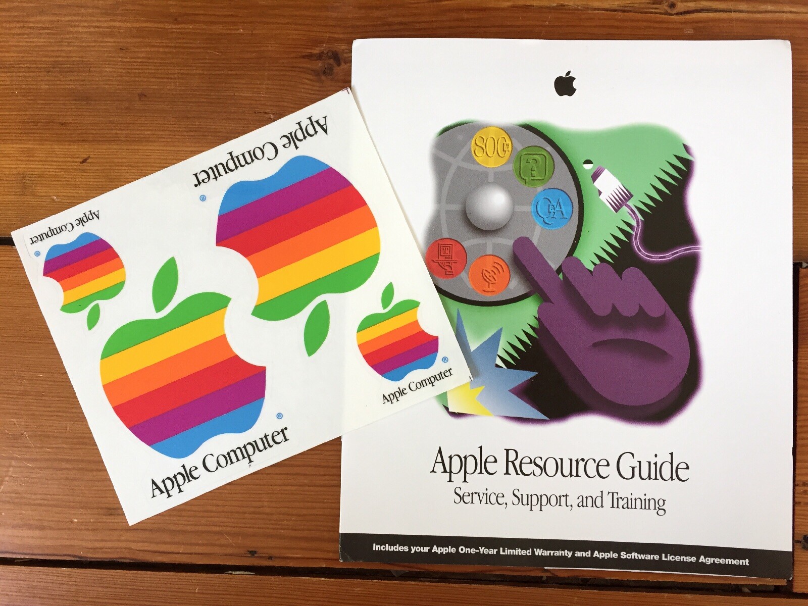 Vtg 1995 Apple Macintosh Mac Resource Training Support Service Rainbow Stickers