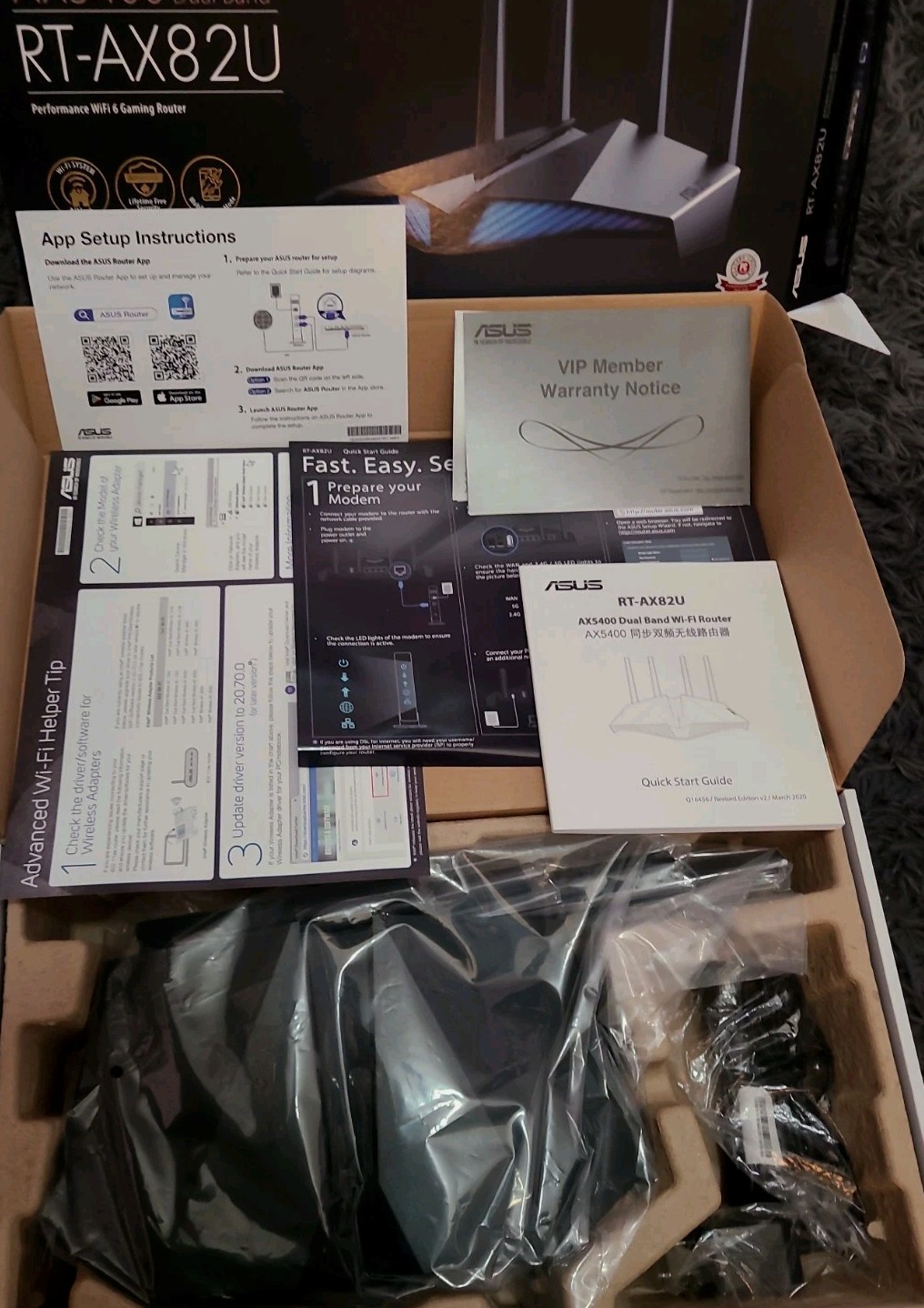  ASUS RT-AX82U AX5400 Dual-Band WiFi 6 Gaming Router  Open Box 🔥