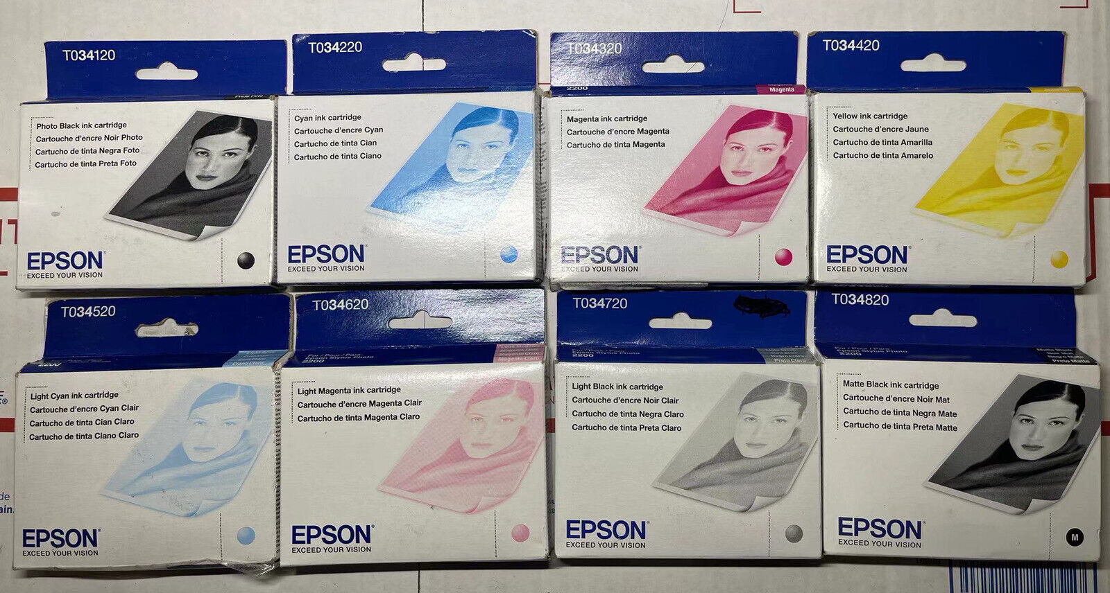 Epson Ink Set 2200 Genuine T034620 T034520 T034420 T034120 Dates: 2016 Thru 2021