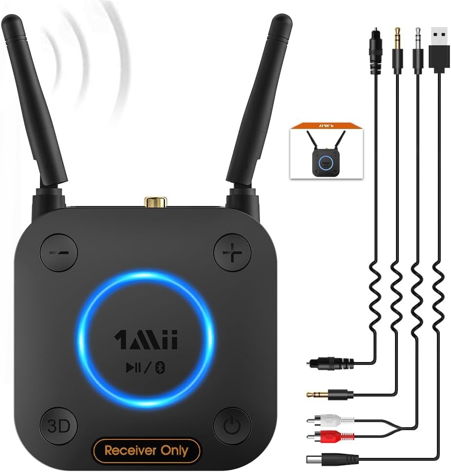 [Upgraded] 1Mii B06Pro Long Range Bluetooth Receiver, HiFi Black 