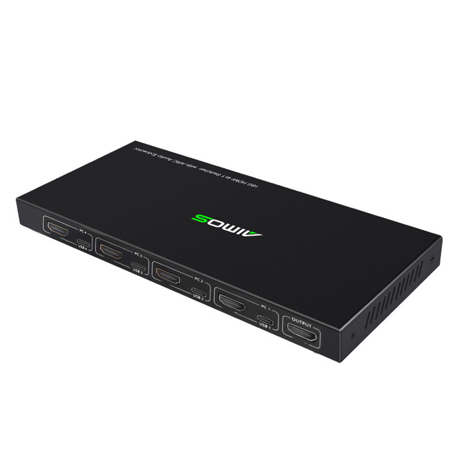 18Gbps 4 Input 1 Output Ultra HD Metal Case KVM Switch HDMI-Compatible Switcher