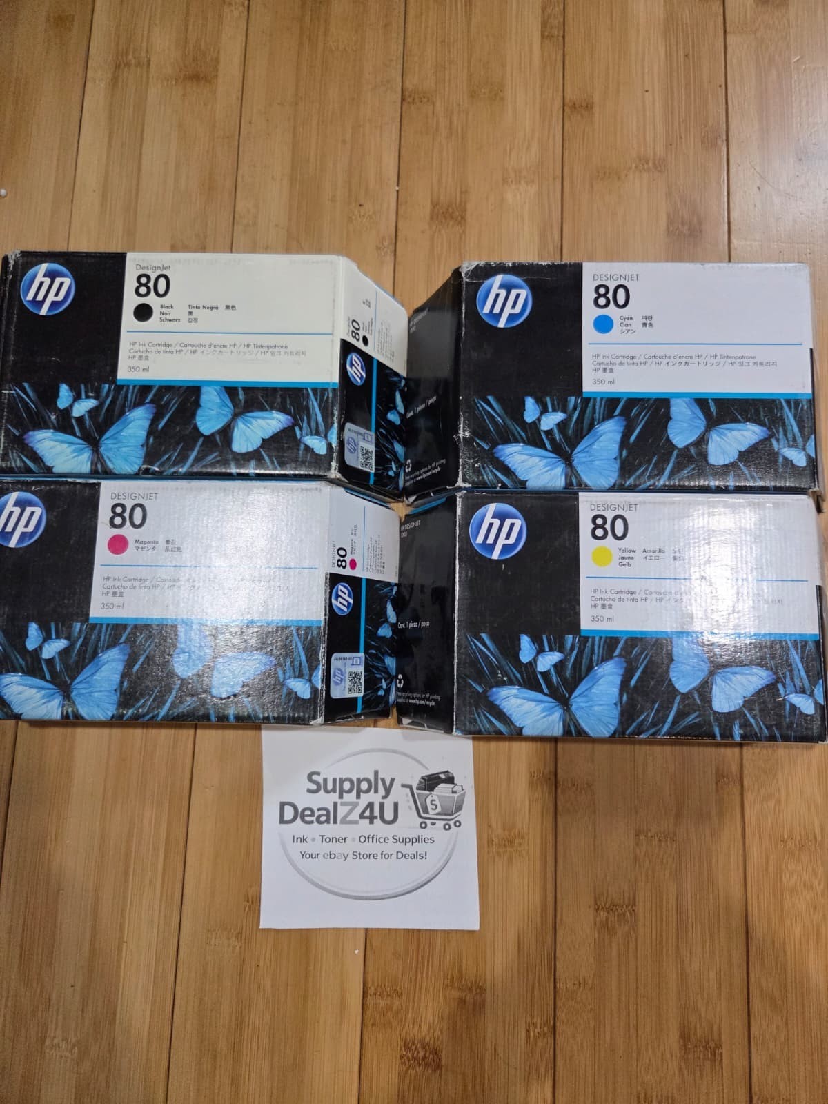OEM HP 80 Ink Set C4871A C4846A C4847A C4848A DesignJet 1050 1055 NEW Sealed