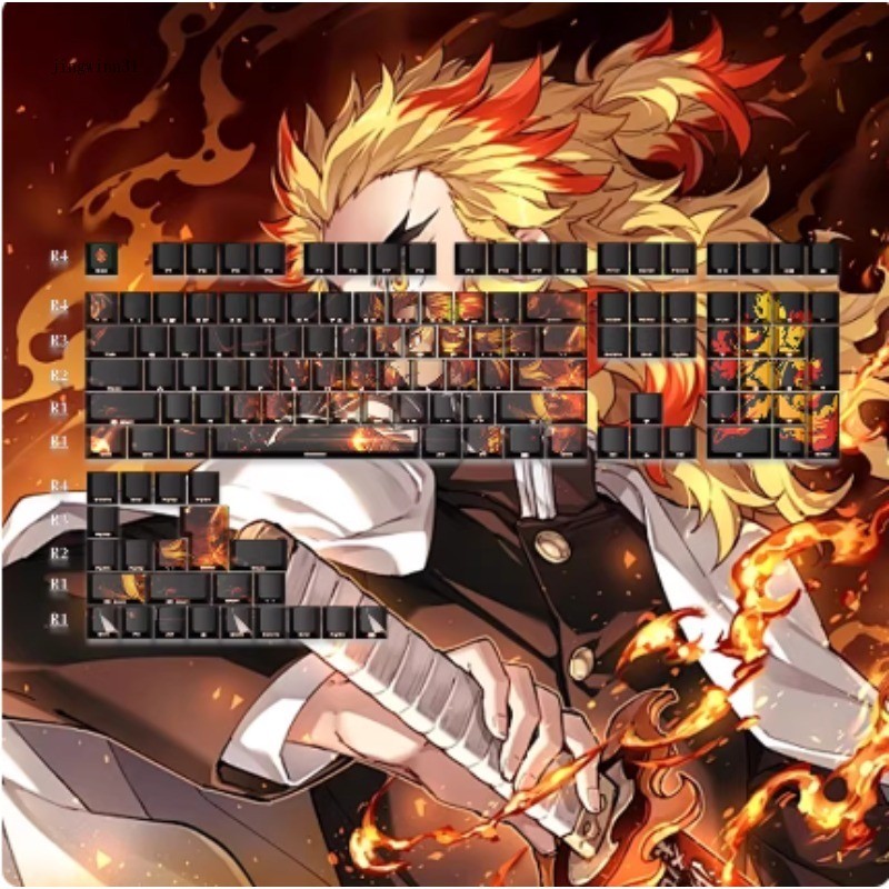 Demon Slayer PBT Keycap Set - Kamado Tanjiro Nezuko Zenitsu Shinobu Dye-Sub