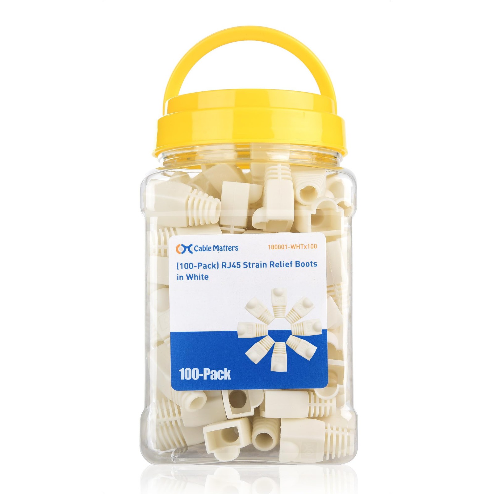 Cable Matters RJ45 Strain Relief Boots, White, 100-Pack