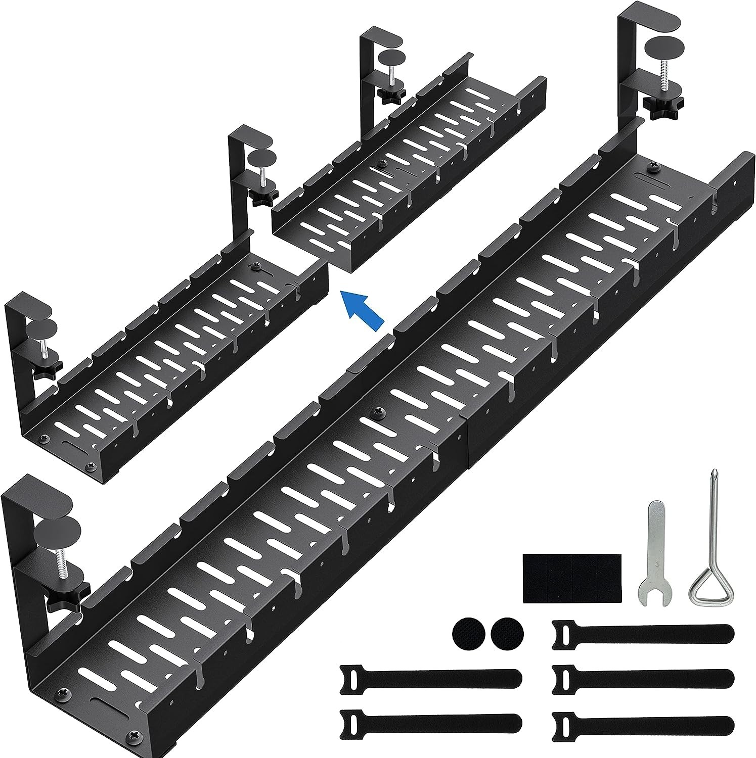 No Drilling Extendable Under Desk Cable Management Metal Cable Management Tray U