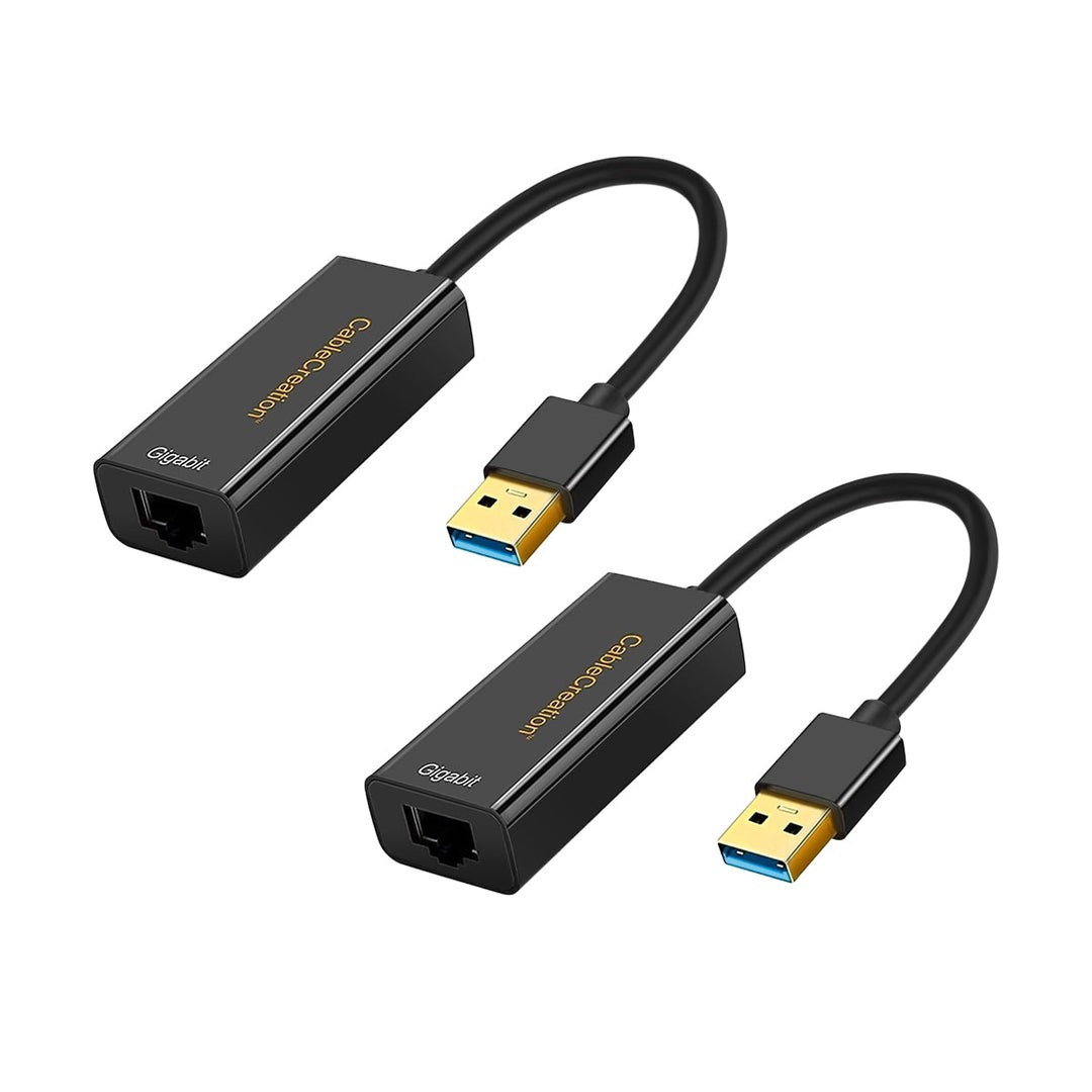 USB 3.0 Gigabit Adapter (2-Pack), Cable Creation RJ45 Network Black Ethernet NEW