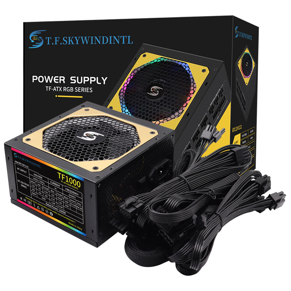 ATX 1000W Full Modular Power Supply, 80+ Bronze Dual CPU PC PUS with ARGB Fan