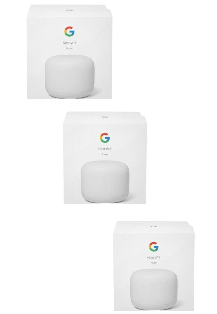 3 Pack Google Nest Wi-Fi AC2200 GA00595-US Dual-Band Wi-Fi System Snow Sealed