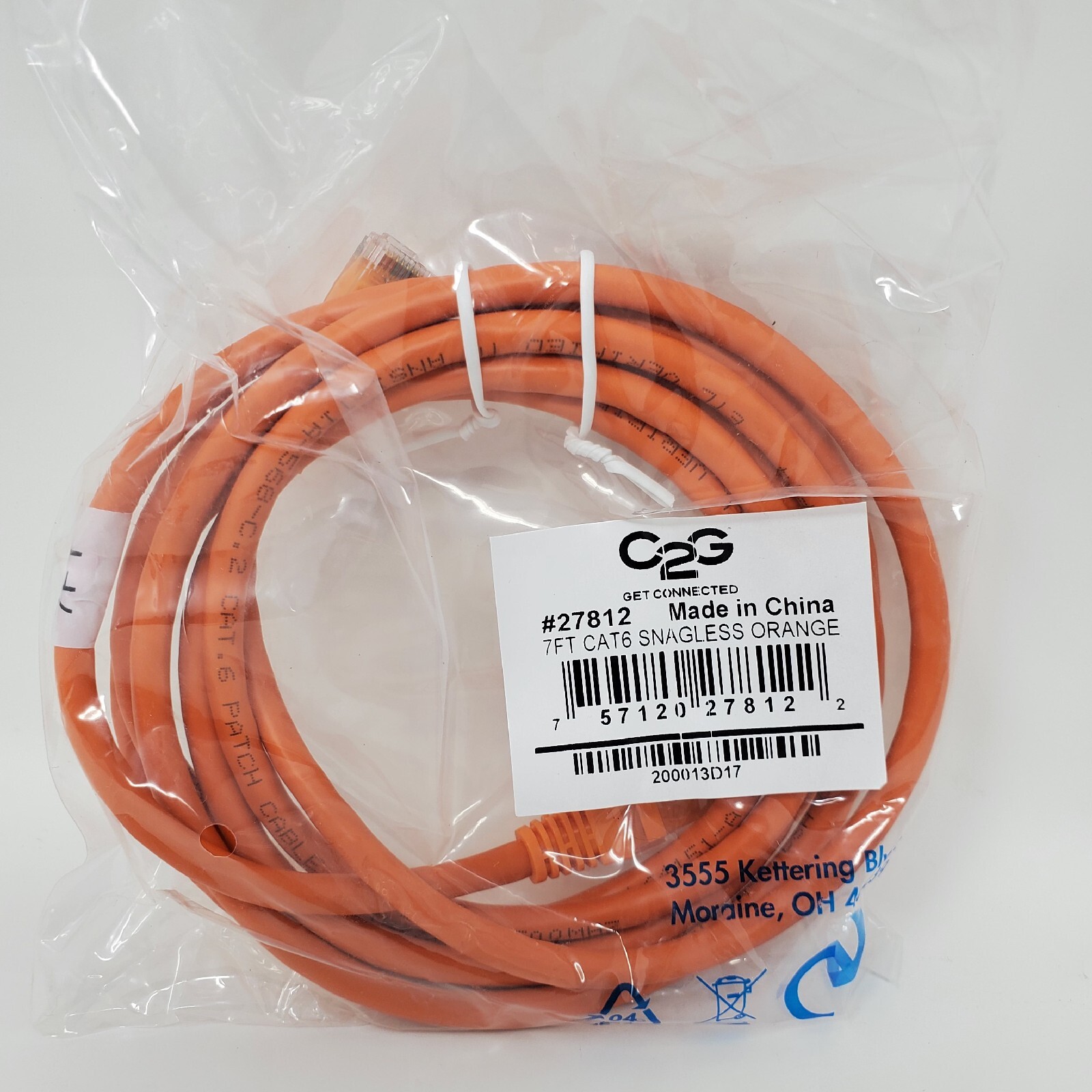 Cables To Gokvm & Networking 27812 7ft Cat6 Patch Cable Orange Rj45m/m