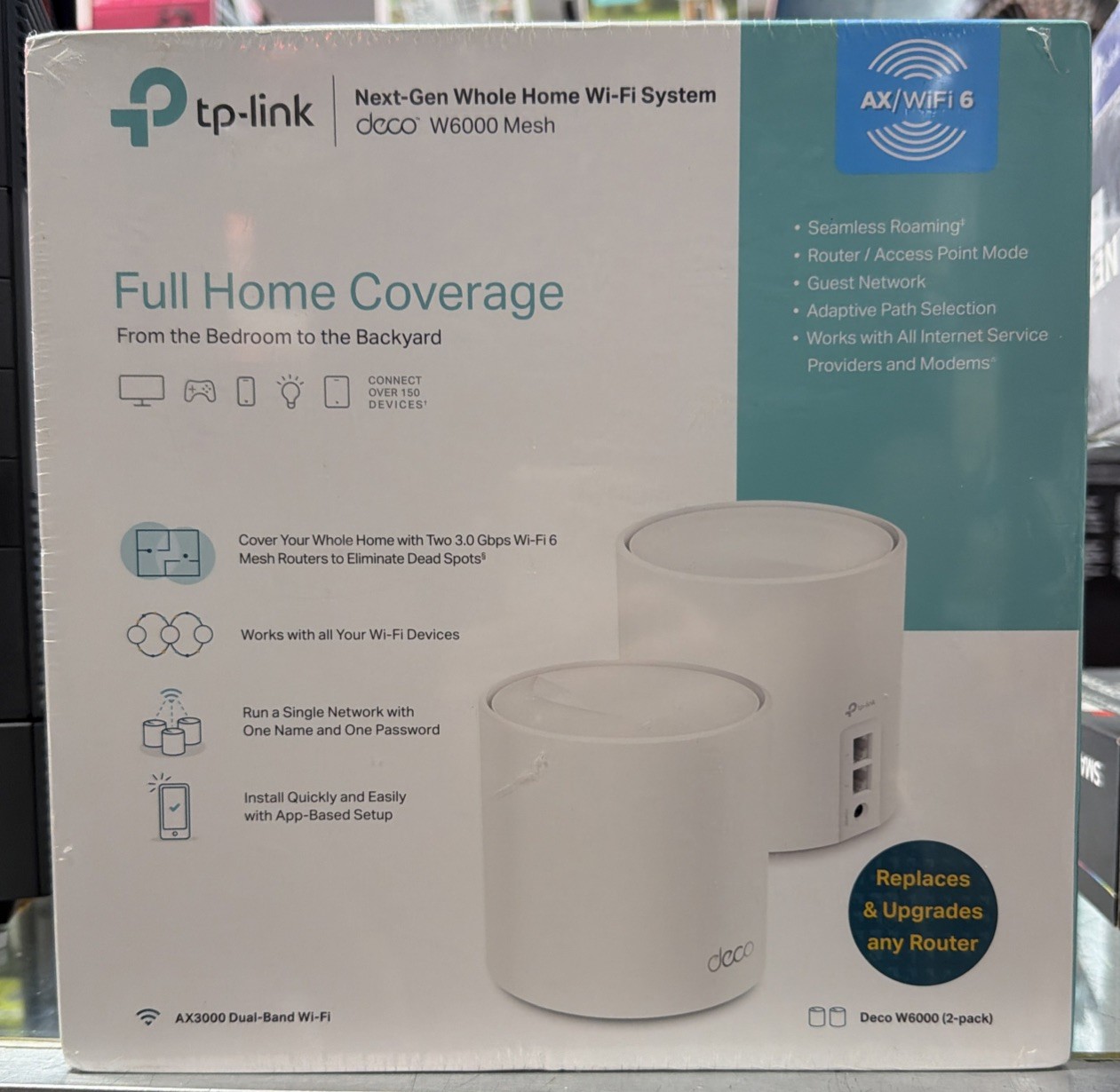 TP-LINK Deco W6000 (2-Pack) AX3000 Full Home Mesh Wi-Fi 6 Router System - White