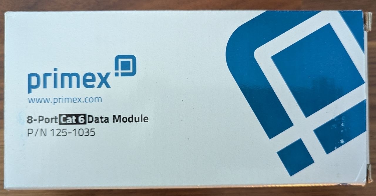 Primex 8-Port Cat 6 Data Module 125-1035 SOHO Pro Panel RJ45 110 Punch Down NEW