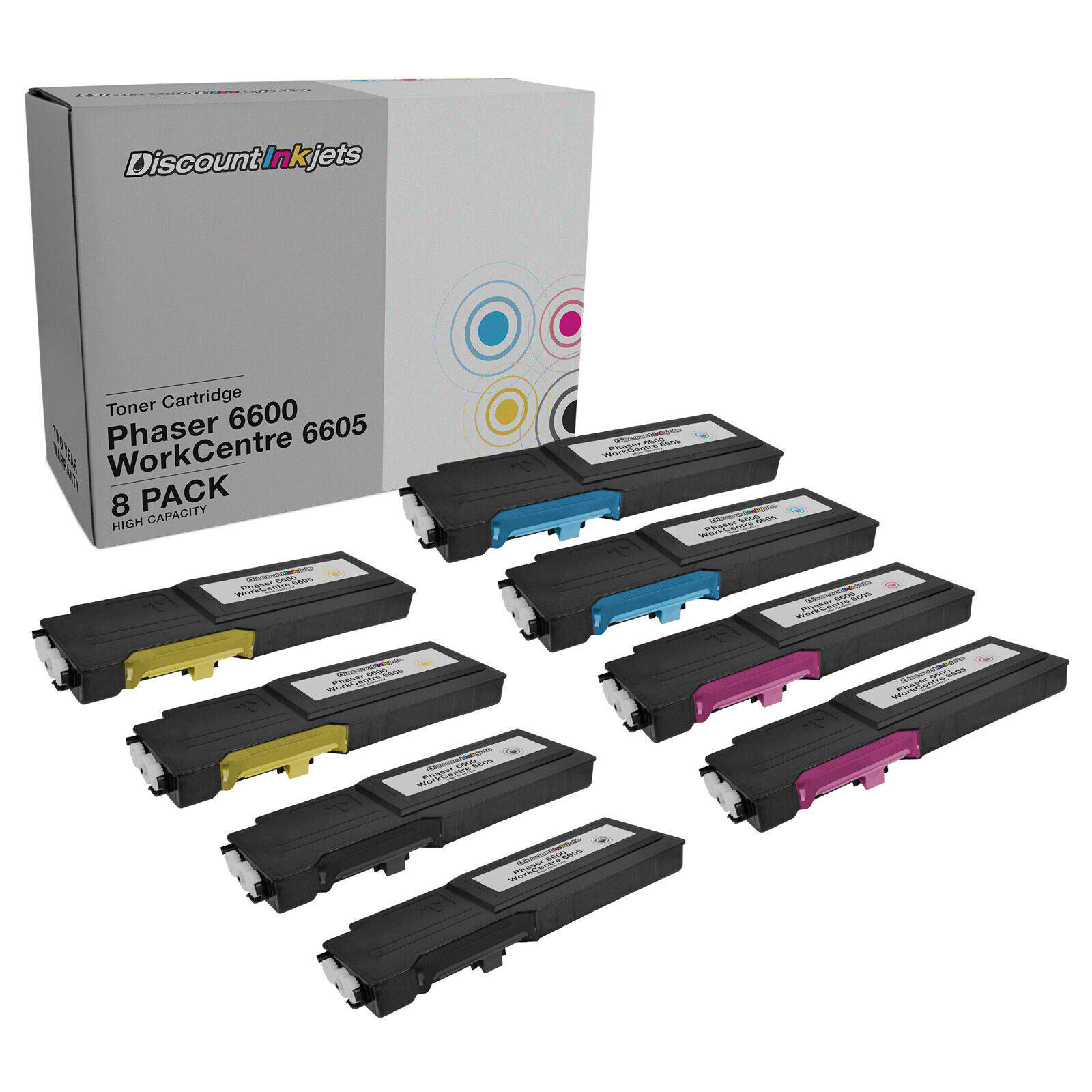 8PK BLACK COLOR Toner for Xerox Phaser 6600 HY Cartridge WorkCentre 6605dn 6605n