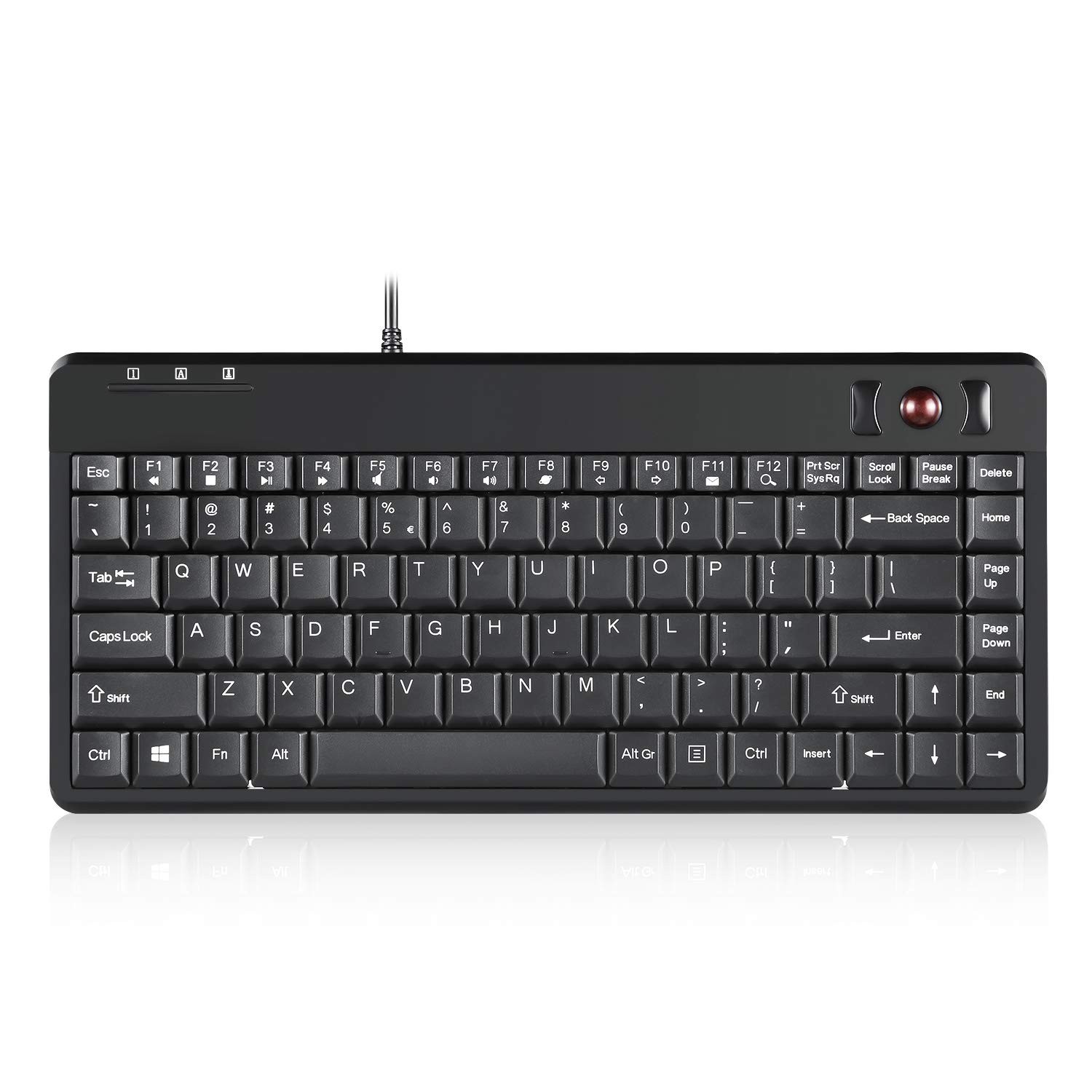 Perixx PERIBOARD-505H Wired Mini Keyboard with Built-in Trackball, 0.55 Inch Tra