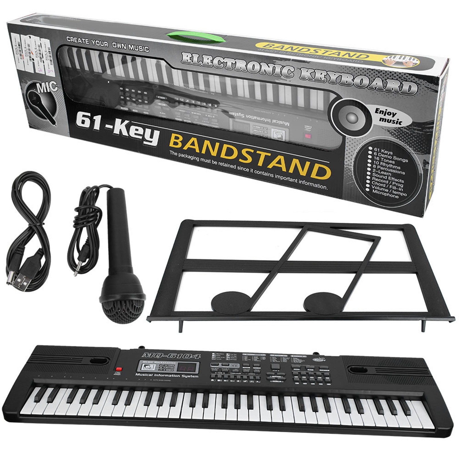 16 Timbre Electronic Keyboard 61-Key Kid Electronic Organ 10 Beat 26*7.5*2.2inch