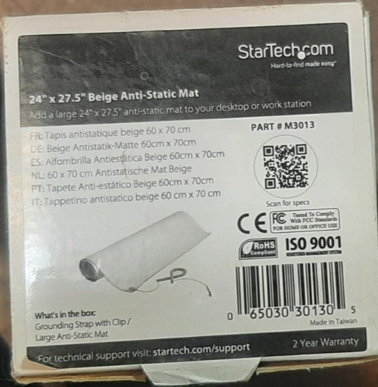 StarTech 24" x27.5" Beige Anti-Static Mat M3013