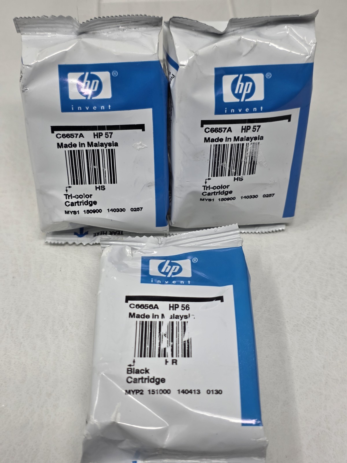 Genuine HP 56 Black 57 Tri-Color 3 Pack Ink Cartridges  Factory Sealed No Box