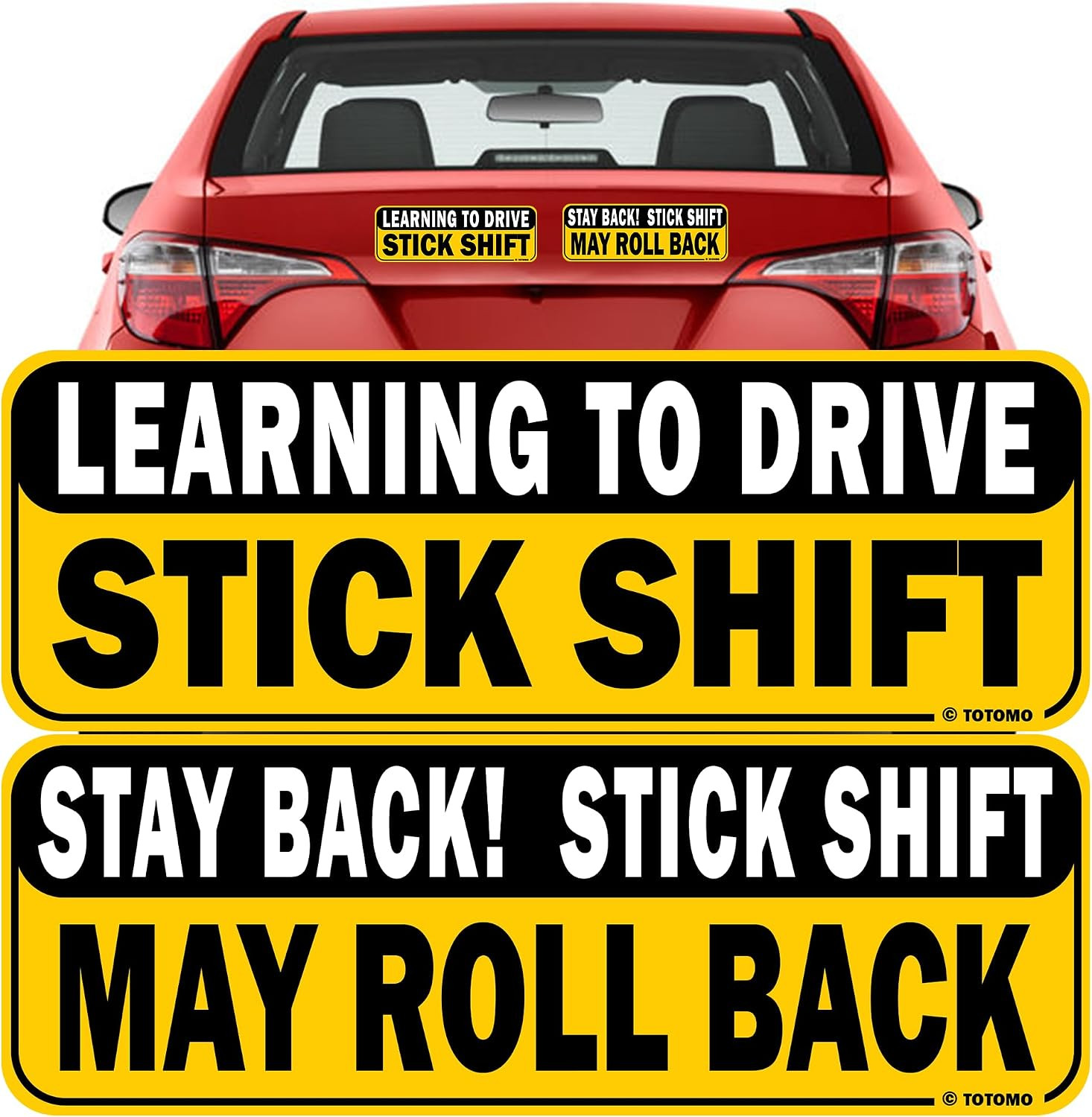 Learning to Drive Stick Shift Stay Back May Roll Back Car Magnet - Reflective Bu