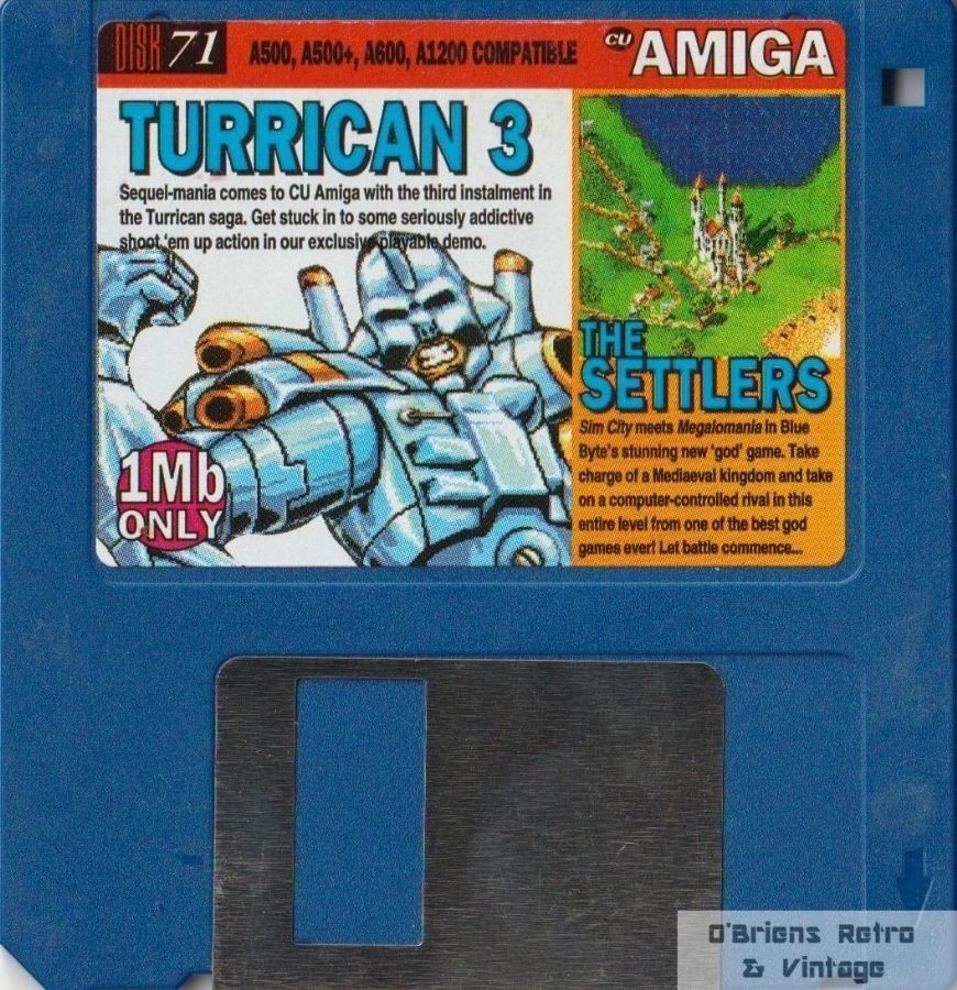CU Amiga Coverdisk 71, Turrican 3 & The Settlers Demos, Commodore Amiga - Floppy