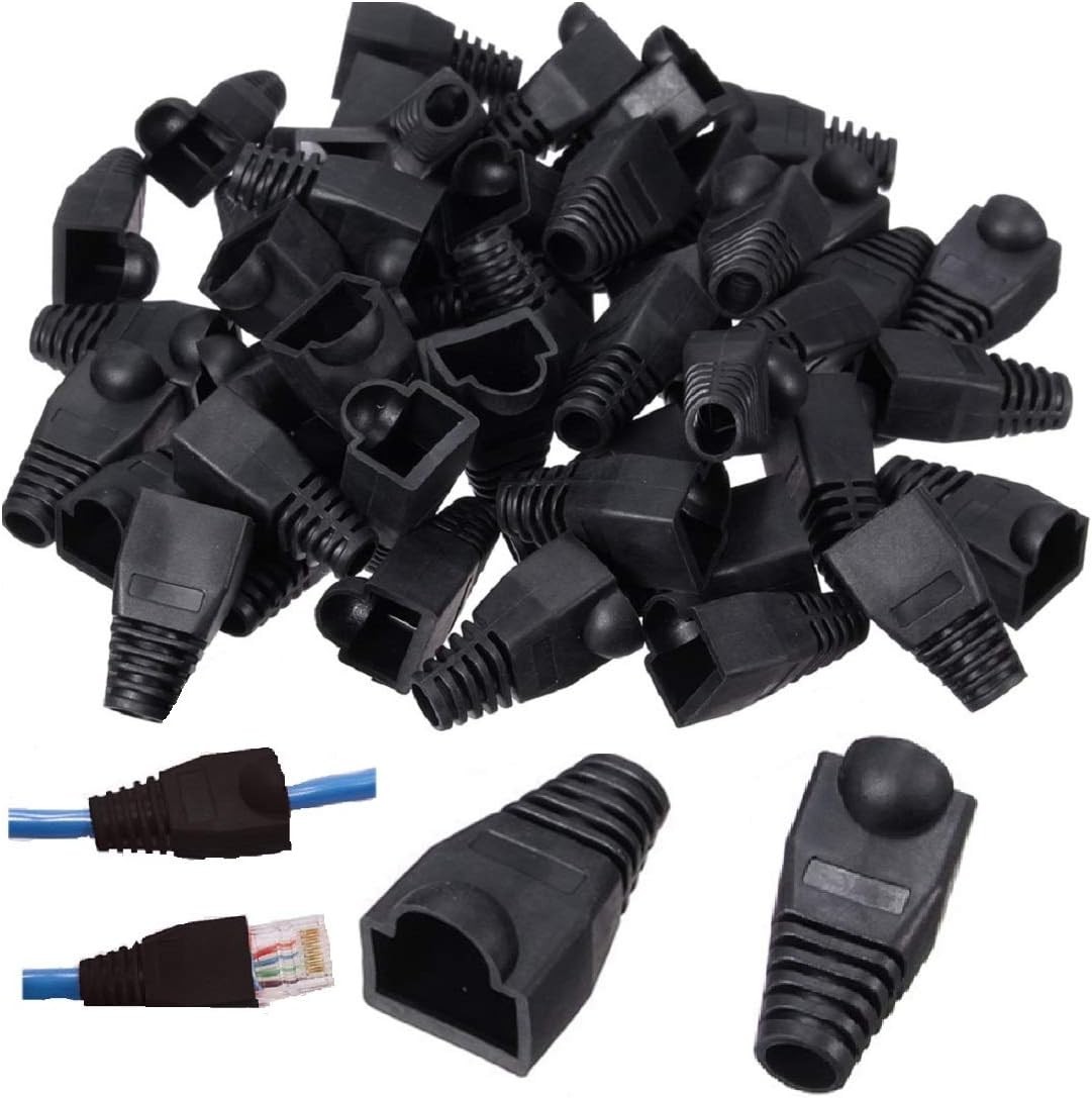 100Pcs RJ45 Strain Relief Boots Set, Anti Tangle RJ45 Boots, Soft ABS Plastic Et