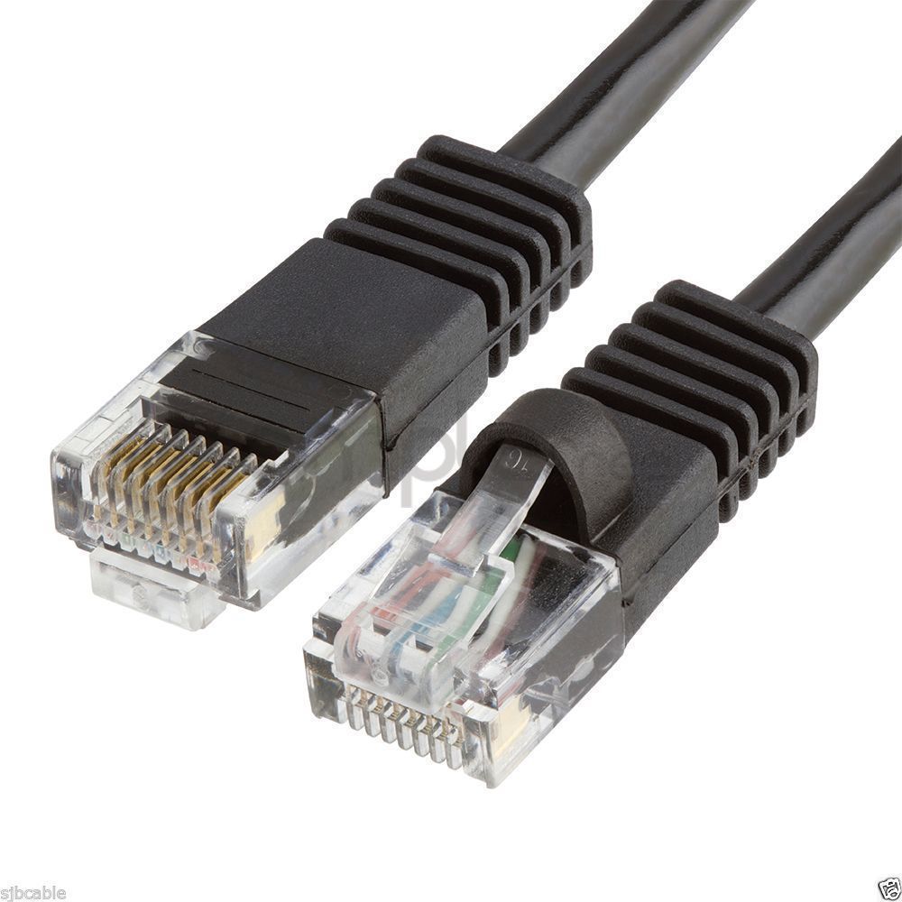 25ft Ethernet Internet LAN CAT5 Network Cable for Computer Modem Router Black US