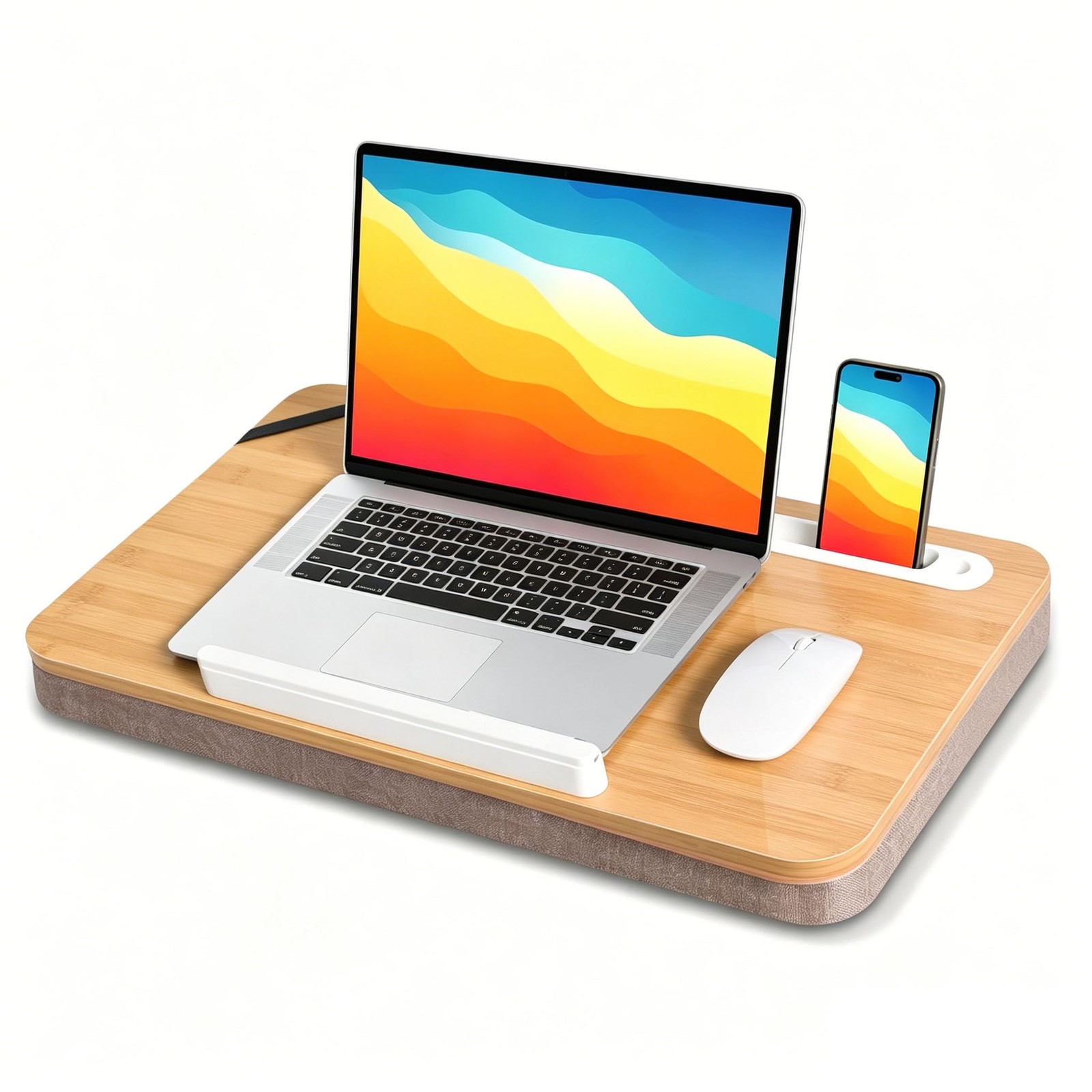 Portable Lap Desk Tray, Natural Wood, Large 21.1 x 12.9 Inch, for Home Office