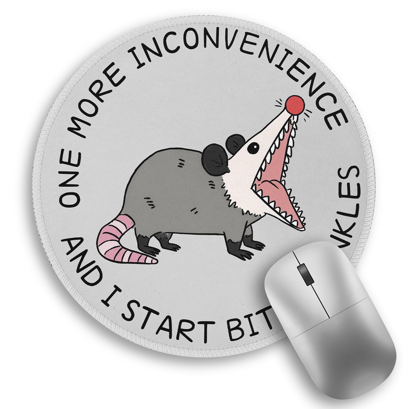 Funny Work Mouse Pad, Small Round Mousepad for Desk, Laptop