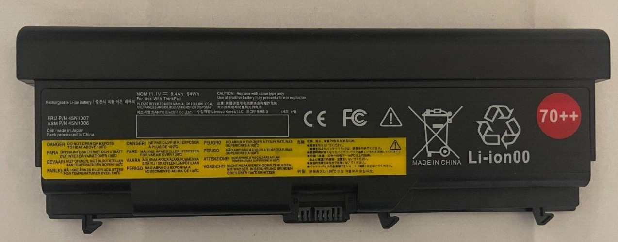 Rechargeable Li-Ion Rechargeable Battery  FRU P/N 45N1007  For Thinkpad