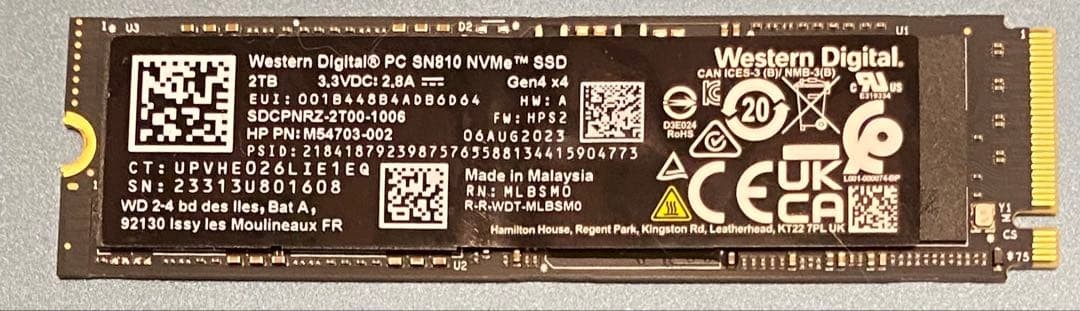 Western Digital PC SN810 2TB NVMe PCIe Gen4 x4 M.2 Solid State Drive