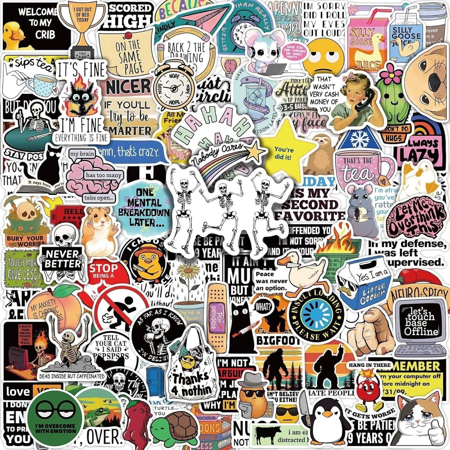 150 PCS Hilarious Stickers for Adults,Funny Meme Sarcastic Weird Multicolored 