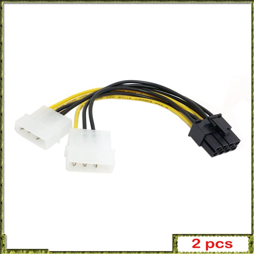 2pcs 8Pin To Dual 4Pin Video Card Power Cord Y Shape PCI Express Dual 4 Pin 18cm