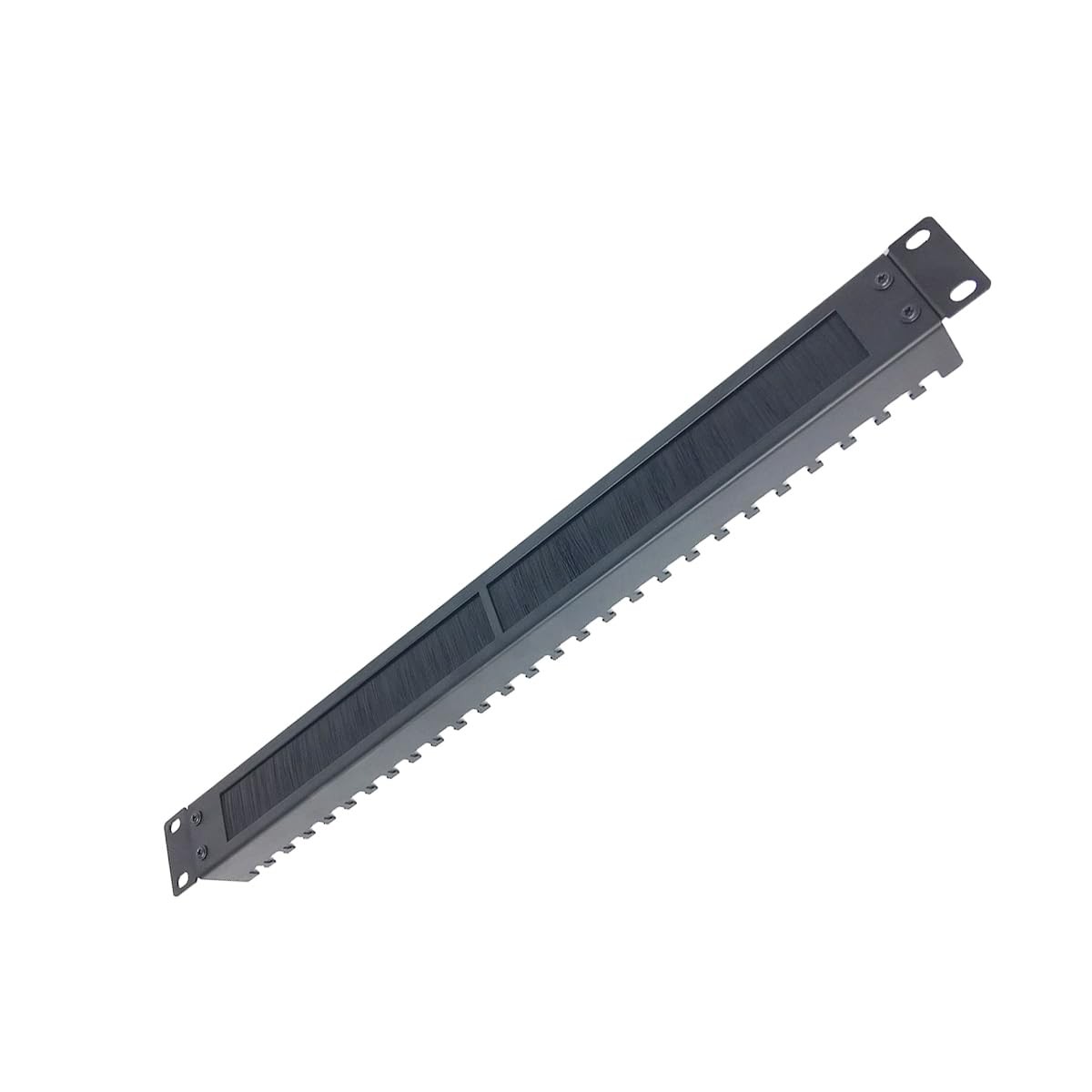 1U Brush Cable Manager Horizontal Rack Mount Management, Black