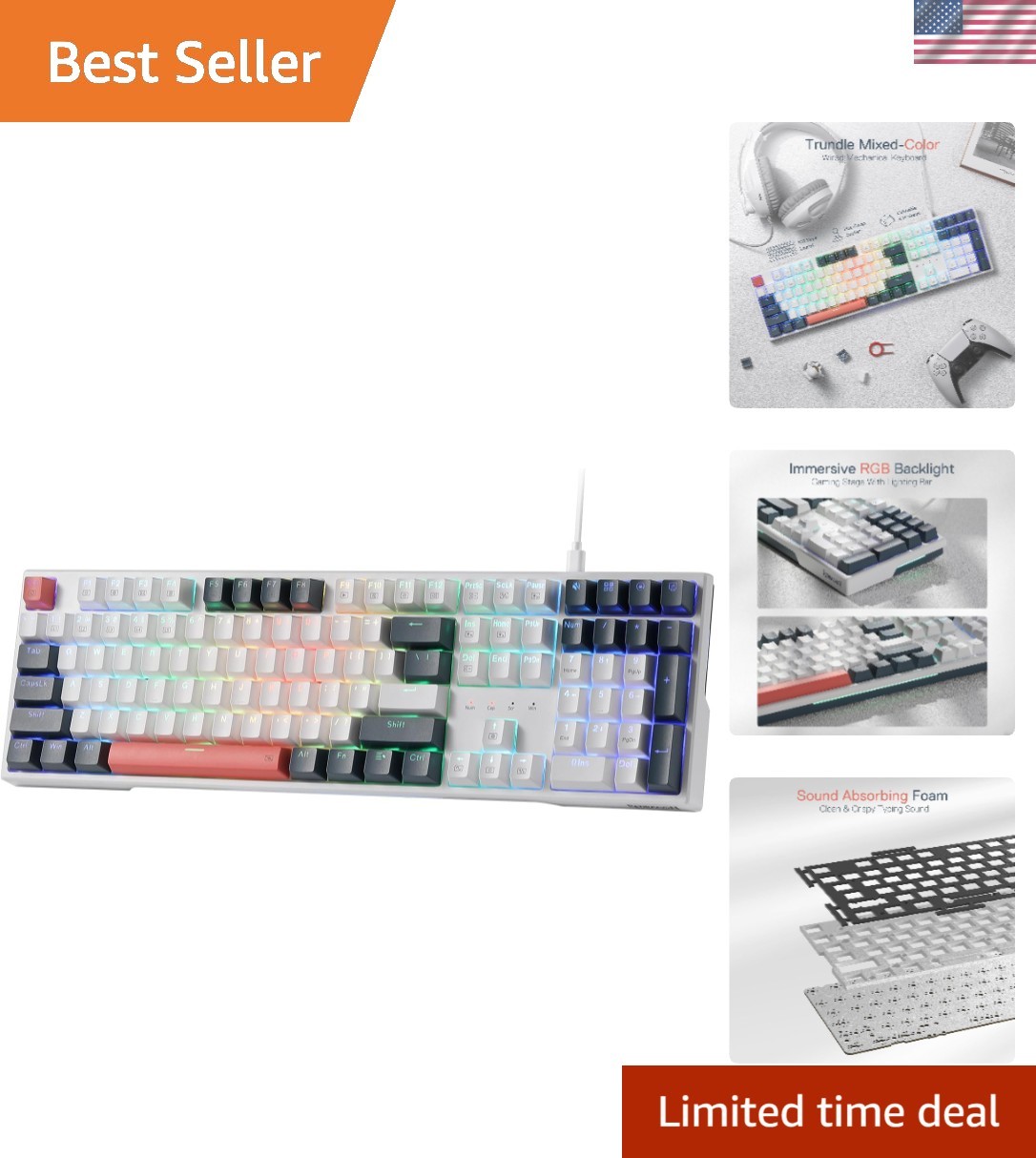 K668 108-Key Wired Gaming Keyboard - Ergonomic, RGB with Enhanced Functionality