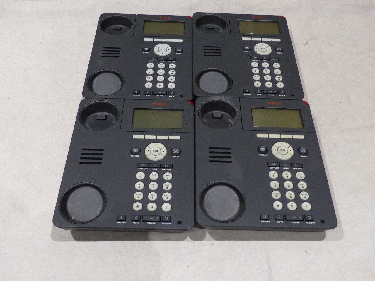 LOT OF 4 AVAYA 9620 IP PHONES W/ NO HANDSETS