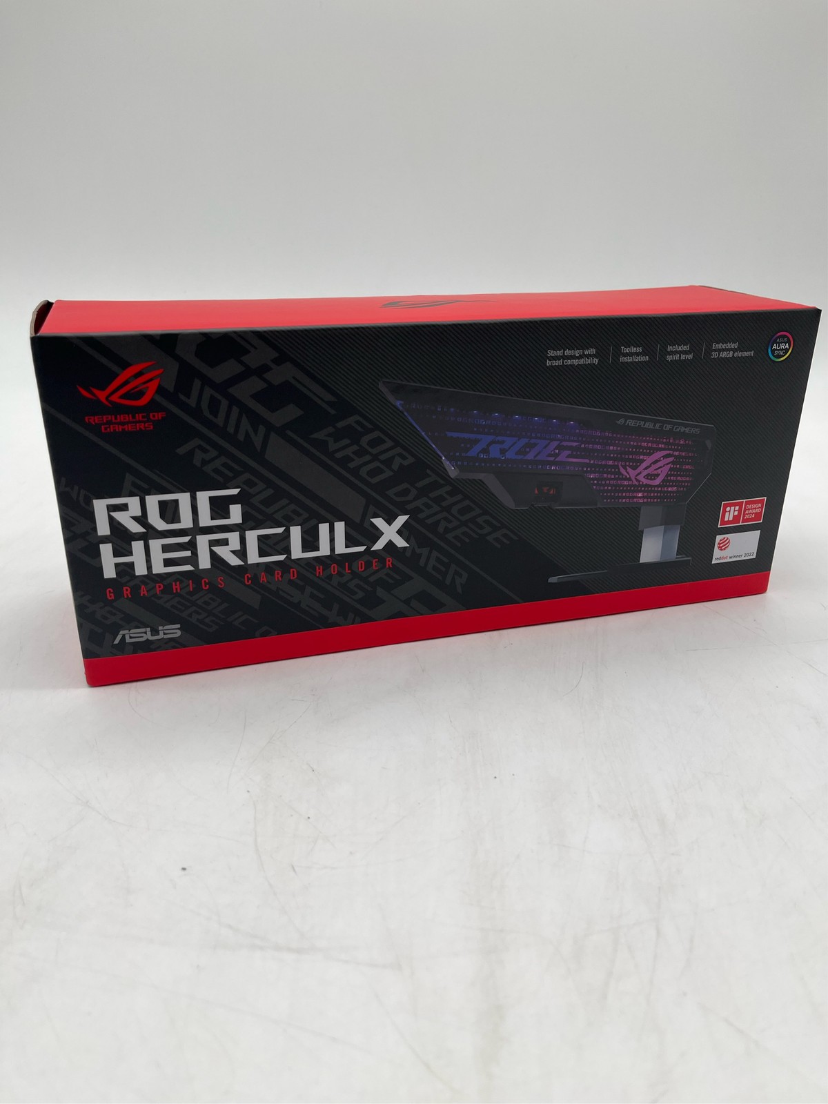ASUS ROG Herculx Graphics Card Anti-Sag Holder, Inc. Spirit Level, Aura Sync RGB