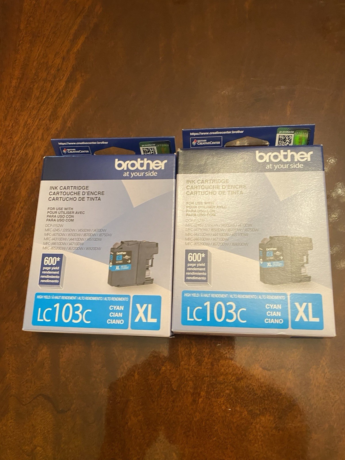 Lot/2 Genuine Brother LC103C XL Cyan High Yield Ink Cartridges New Sealed Boxed
