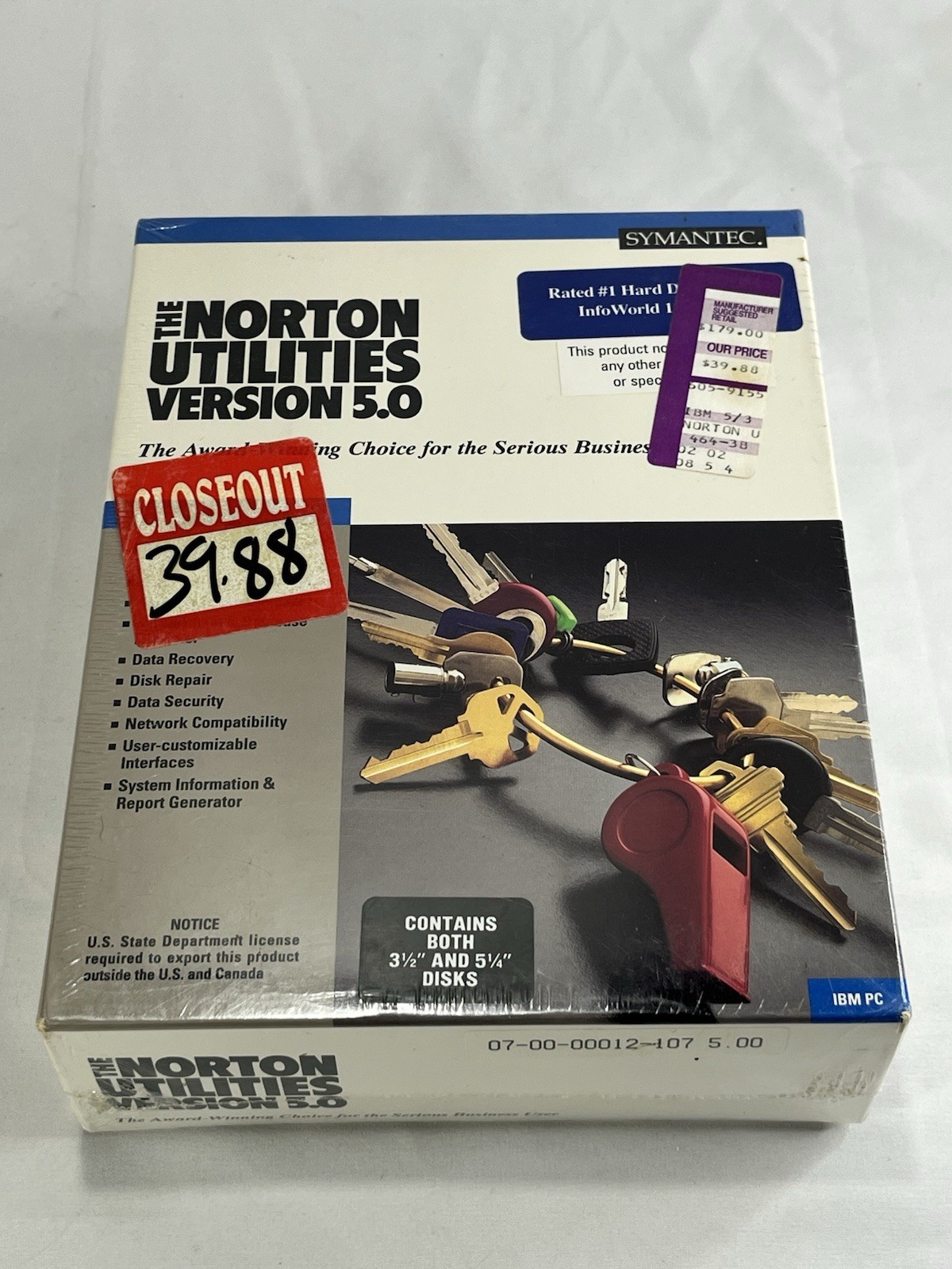 Symantec The Norton Utilities IBM PC DOS Version 5.0 3.5” 5.25” Disks Vintage