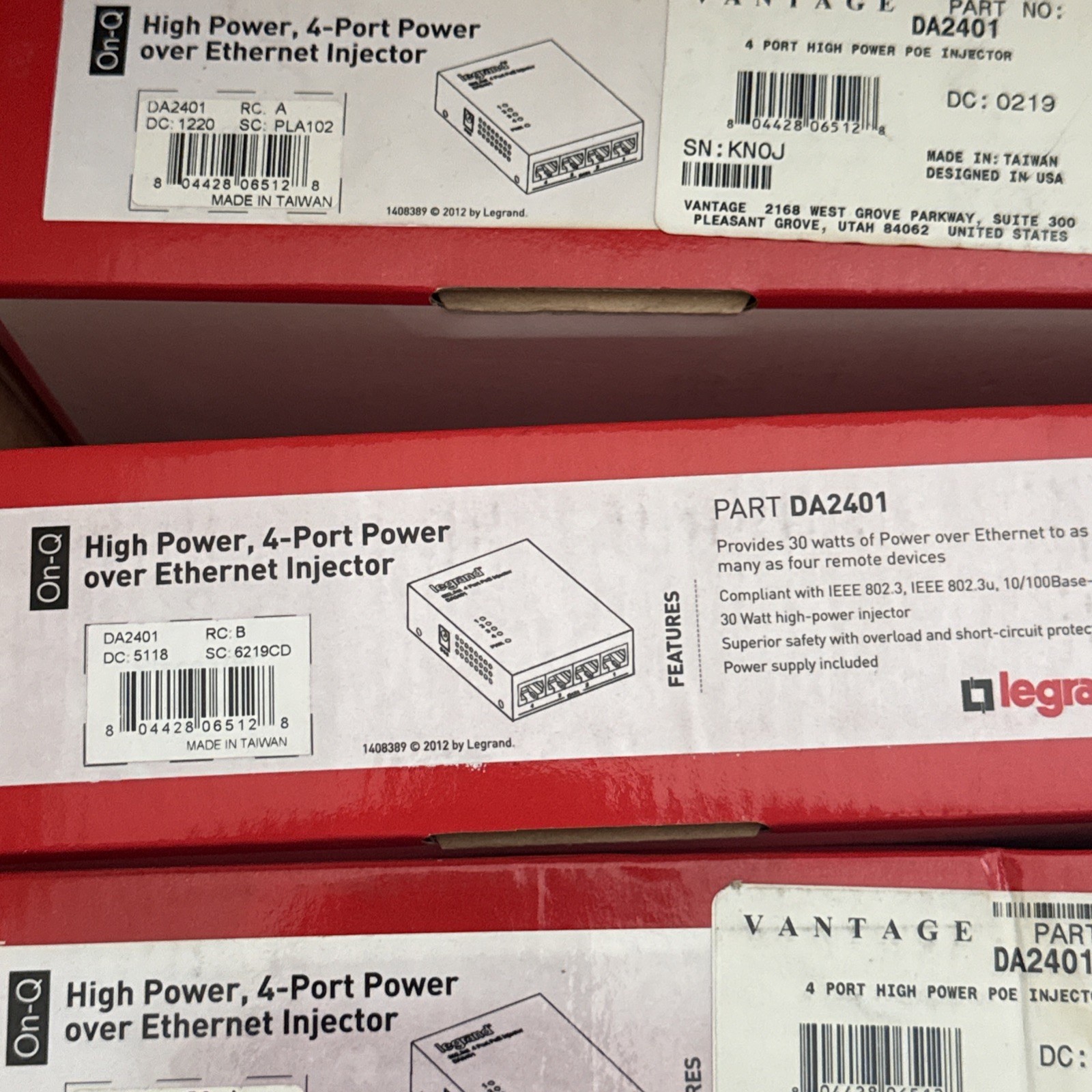 Legrand DA2401 4-Port PoE Injector New In Box