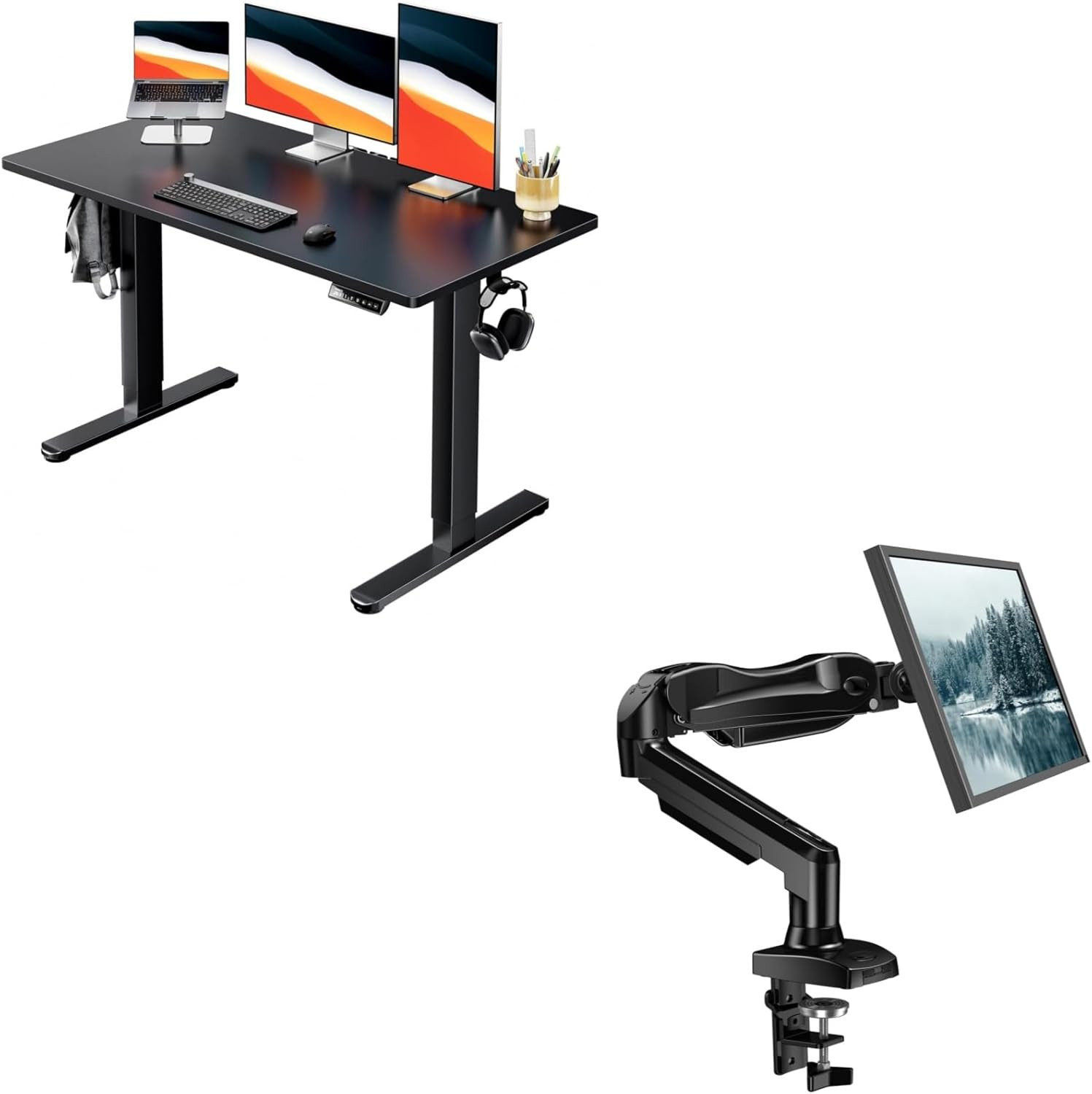 Electric Standing Desk, Single Monitor Mount
